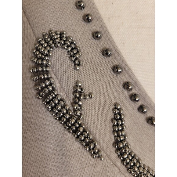 Alfani Beaded Rouched Shoulder Beige Sleeveless Top Small - Picture 6 of 9